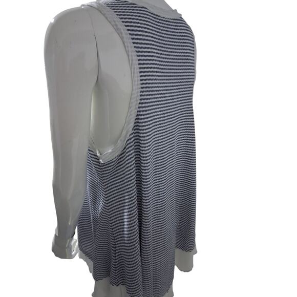Umgee Nautical Tank Womens size Large Stripe Asymmetrical Beachy Scoop Neck Top - Picture 5 of 8
